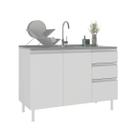 Balcão pia 120cm 100% mdf 3 portas 2 gavetas para cozinha Balcão pia 120cm 100% mdf 3 portas 2 gavetas para cozinha
