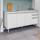 Balcão Pia 150cm Cozinha Gabinete 4 Portas 2 Gavetas SEM Tampo Ayla Branco Balcão Pia 150cm Cozinha Gabinete 4 Portas 2 Gavetas SEM Tampo Ayla Branco
