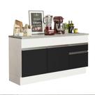Balcão Pia Madesa Glamy 150Cm 2 Portas 2 Gaveta Branco Preto