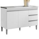 Balcão Pia Sem Tampo 2 Portas 3 Gavetas 116 Cm Andreia Branco Reajl Moveis