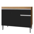 Balcão Pia Tatiane 118cm 3 Portas Amêndoa/Preto sem Tampo - AJL Móveis Balcão Pia Tatiane 118cm 3 Portas Amêndoa/Preto sem Tampo - AJL Móveis