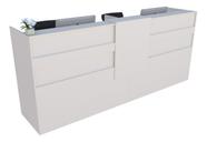 Balcão Recepção Caixa 230cm Off White - Linha Premium - Modelo 1.1