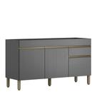 Balcão (Sem Tampo) 3 Portas 1 Gaveta Line Gris/Gris - SSX Multicoisas