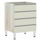 Balcão Sem Tampo Gaveteiro 60cm Lis Legno Crem e Kashmir