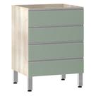 Balcão Sem Tampo Gaveteiro 60cm Lis Legno Crem e Verde Jade