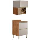 Balcao Tampo E Armario Aereo Vidro 60 Cm Mdf Proenca Nogueira Nude Prime Demartez Nogueira Nude Prime