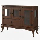 Balcão Vitrine 3 Portas 1 Gaveta e Vidro Lateral Tabaco