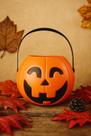 Balde Abóbora Halloween 16cm Laranja Para Doces e Decoração