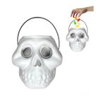 Balde Caveira Doces Travessuras Decoração Halloween 18cm