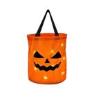 Balde De Doces De Halloween Dobrável Com Luz LED, Sacolas De Abóbora Para Doces, Cesta De Presentes