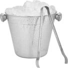 Balde De Gelo 1 Litro em Inox Baldinho 12cm Com Alças e Pinça Pegador de Gelo Whisky Drinks