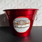 Balde de gelo de alumínio de cerveja Budweiser vermelho com alça grande presente dia dos pais