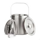 Balde De Gelo Inox 2,5L Parede Dupla Tampa Pegador Separador