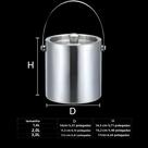 Balde De Gelo Isolado Em Aço Inoxidável 1.6L 2L 3L Para Vinho, Cerveja, Champanhe, Cooler Para