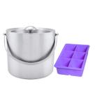 Balde de gelo polar mini + forma de gelo quadrada com 6 cubos de silicone