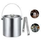 Balde De Gelo Tampa e Pegador Parede Dupla Aço Inox 1.6 Lt