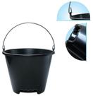 Balde de pedreiro de plastico redondo preto com apoio e alca de metal 12l 28x30cm de ø - CAMPINEIRA