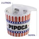 Balde de pipoca 2 litros com tampa plástica pote pipoca cinema reutilizável