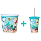 Balde de Pipoca 3L + 01 Copo 550ml Com Tampa Reta Canudo