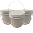 Balde de Plástico 2.2 Litros Branco com Tampa Lacre e Alça - Kit com 03 Peças
