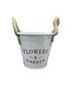 Balde Decorativo de Metal 12cm Alça de Corda Flower & Garden