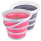 Balde dobrável Craftend 10L 2,6 galões sem BPA cinza/rosa