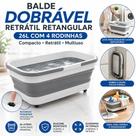Balde Dobrável Retrátil 26L em Silicone com 4 Rodinhas Multiuso para Limpeza Lavanderia e Organização