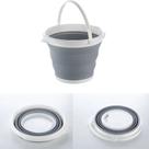 Balde Dobrável Silicone 10 Litros Portátil Cinza