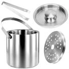 Balde Gelo Inox 2,0 L Parede Dupla Tampa Pegador Alça Coador Balde Gelo Inox 2,0 L Parede Dupla Tampa Pegador Alça Coador