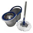 Balde Mop Esfregão Giratório De Limpeza Eficiente 8 Litros Cinza Azul Balde Mop Esfregão Giratório De Limpeza Eficiente 8 Litros Cinza Azul