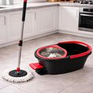 Balde Mop Turbo 360 com Pedal Giratório Cesto Duplo Inox 13 Litros Profissional Limpeza Completa