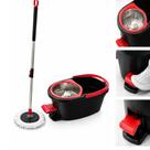 Balde Mop Turbo Inox 13L Com Pedal Giratório 360 Kit Limpeza Profissional Com Rodinhas e Esfregão