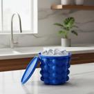 Balde Para Gelo Silicone Com Tampa Forma de Gelo Porta Lata