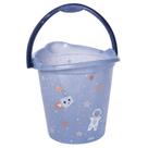 Balde Plástico Infantil 8 Litros Mamãe Bebê Astronauta Com Alça e Bico Azul - Plasútil