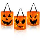 Baldes de abóbora Party Favor JOYIN 26x30 cm, luz LED, 3 unidades