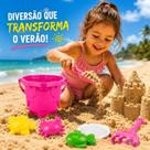 Baldinho De Praia Castelo Infantil Pá Areia Forminhas 7 Pç infantil