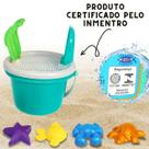 Baldinho de Praia Verde Infantil Completo Brinquedo Com Moldes Forminhas