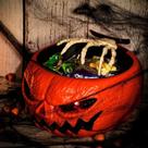 Baleiro Halloween Abóbora Com Sensor Mão Esqueleto