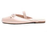 Ballet Flats Coutgo Womens Mules Bow, bico quadrado, rosa claro