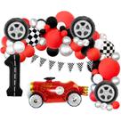 Balloon Garland Arch Kit Racing Car 105 unidades vermelho preto
