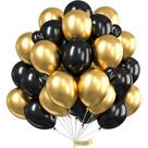 Balloon PartyWoo Gold and Black 60 unidades de látex preto de 30 cm