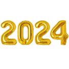 Balões de decoração de ano novo OWill 42 polegadas 2024 Gold Foil