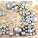 Balões de festa Freechase Silver Metallic 130 unidades com kit de guirlanda
