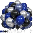 Balões de Festa Paready - Azul, Preto e Prata - 60 Unidades (30cm)