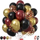 Balões de Festa Sowide - Preto, Bordô e Dourado - 60 Unidades de 30cm