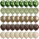Balões de safári verde-sálvia e marrom, 60 unidades de balão de látex empoeirado, verde oliva, bege, ouro metálico, eucalipto, balões de caça camo Army para chá de bebê na floresta, suprimentos para decoração de festas de aniversário