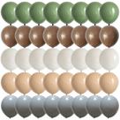 Balões Decorativos 25cm - 50 Unidades (Verde Sálvia, Marrom, Nude, Branco e Cinza)