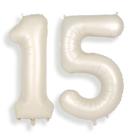 Balões Foil Helium Number SUWEN 15th Birthday Cream White