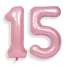 Balões Foil Helium Number SUWEN, 15th Birthday Party, rosa