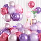 Balões metálicos de 12 polegadas, roxo brilhante, rosa, prata (60 unidades)